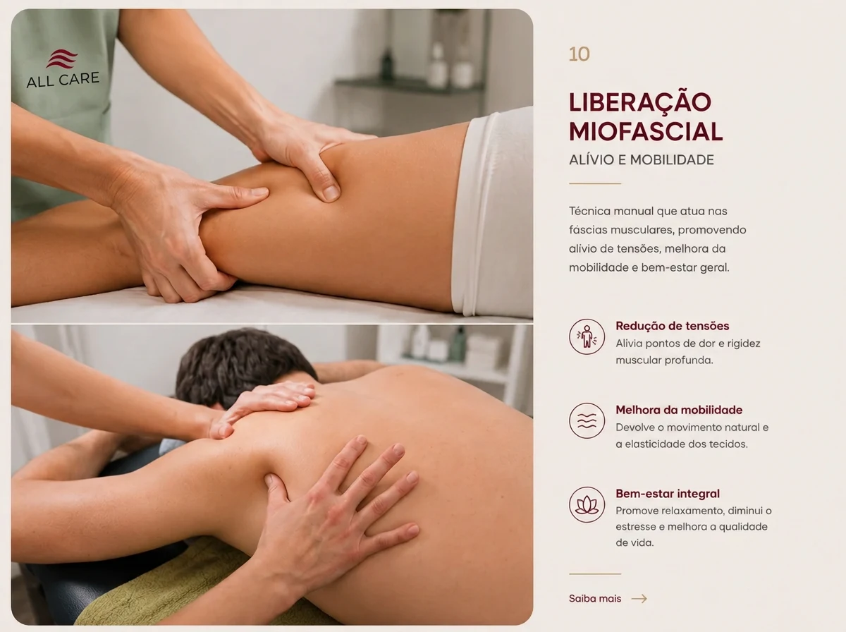 Liberação miofascial e terapia manual na All Care Fisioterapia